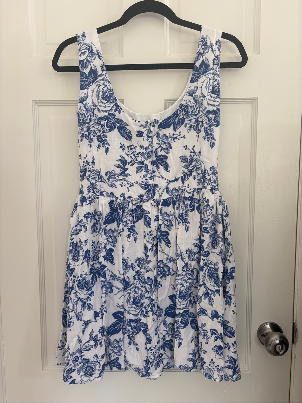 Kiel James Patrick Seaside Bloom Dress Blue White Floral Linen Preppy Coastal 4 - Picture 3 of 10